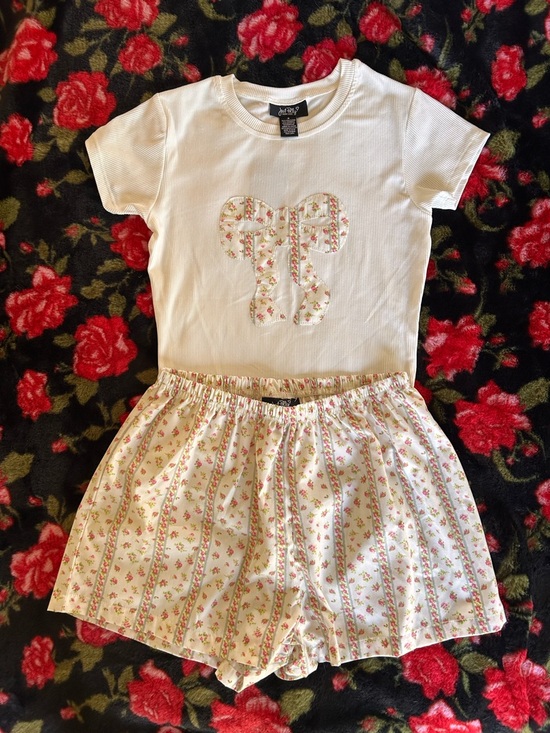 just polly Other - ***SOLD*** Just Polly Matching Tee and Shorts Rose Coquette Set